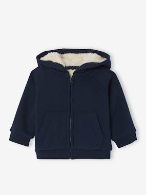 Gilet Teddy Vertbaudet Garçon - 100% Coton - Col Côtes, Zip - Bleu Grisé Taille 14A