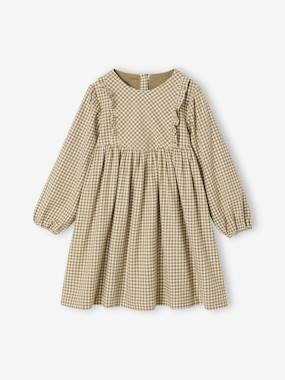 Gingham Dress with Ruffles for Girls  - vertbaudet enfant