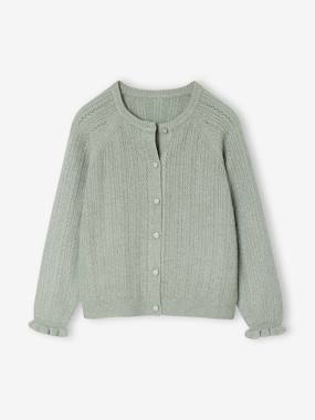 -Cardigan in Lightweight Openwork Knit for Girls