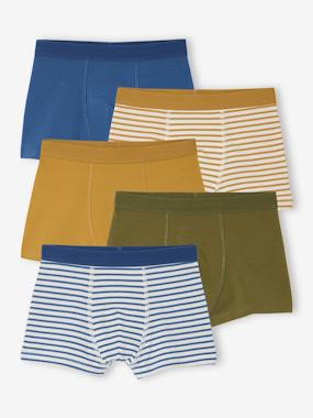 -Lot 5 Boxers unis et rayés Garçon