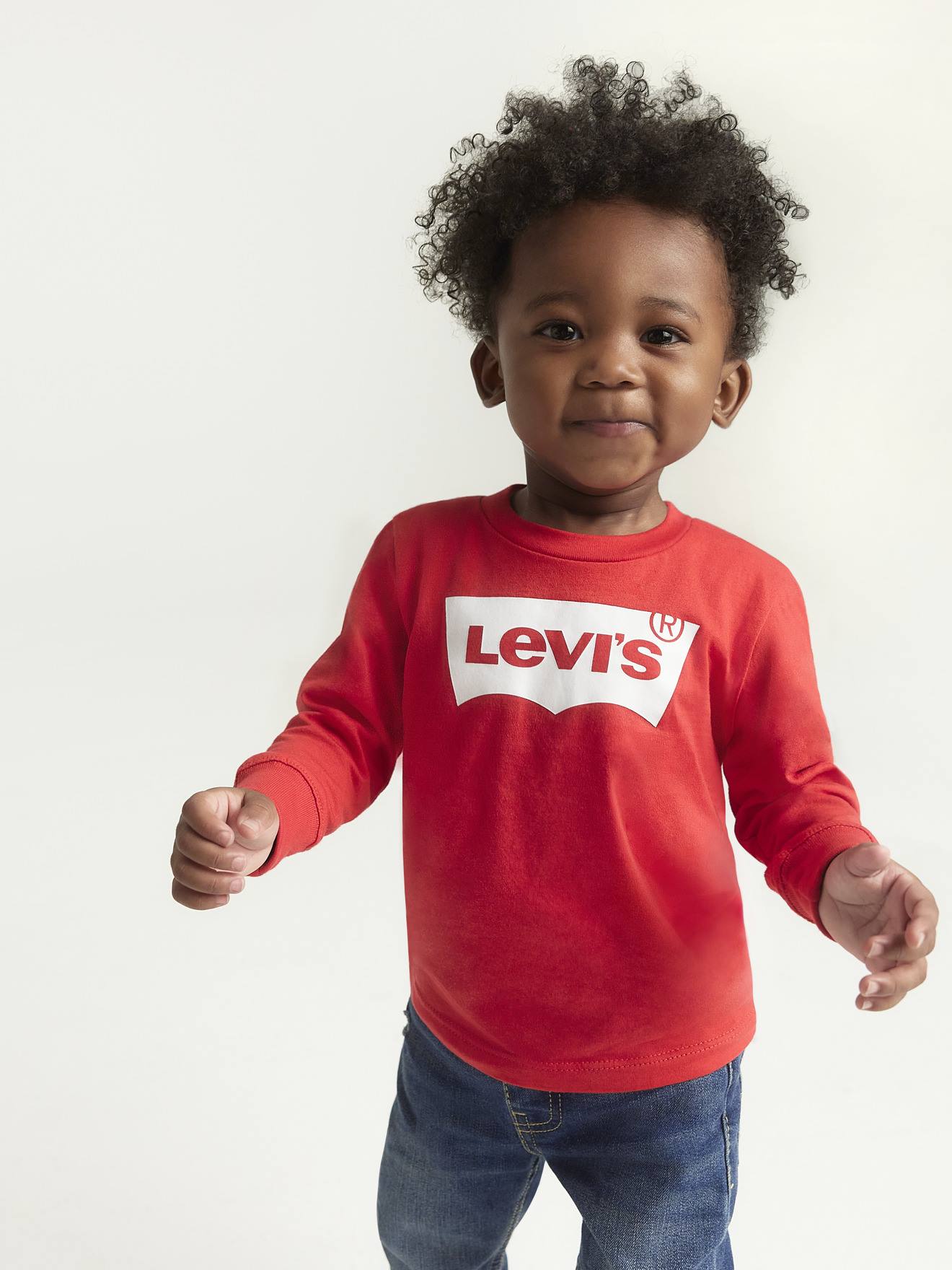 T-shirt Manches Longues Levi's Kids En Coton Bio Pour Bébé Garçon - Col Et Poignets Revers, Logo Sur La Poitrine - 10