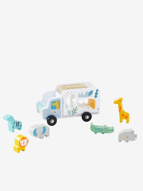 Truck Shape Sorter Jungle Wood Fsc, Wooden Truck Toy With Shapes