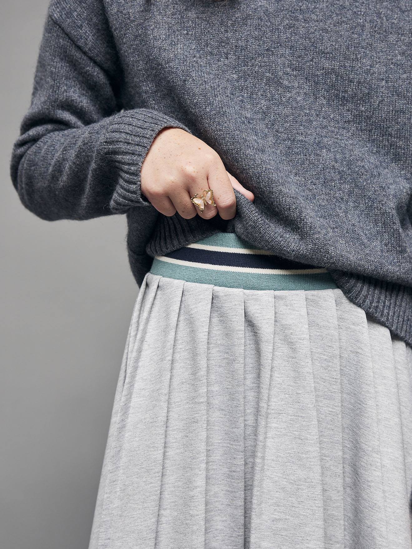 Jupe Femme Tuchuzy Taille 8 - Gris Lin, Style Balançoire, Zippée, Asymétrique