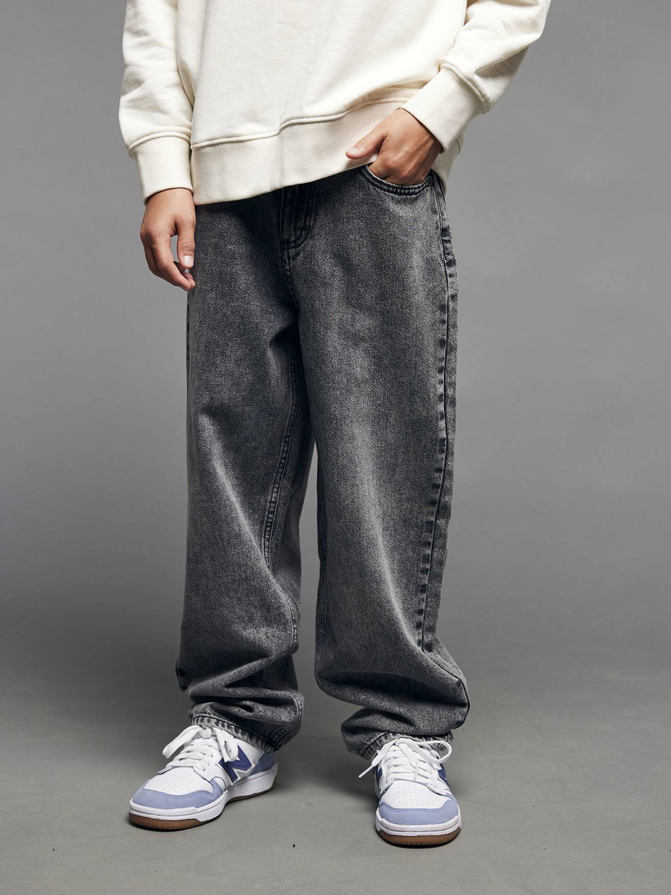 Loose Fit Jeans for Boys, JONEN - denim grey, Boys