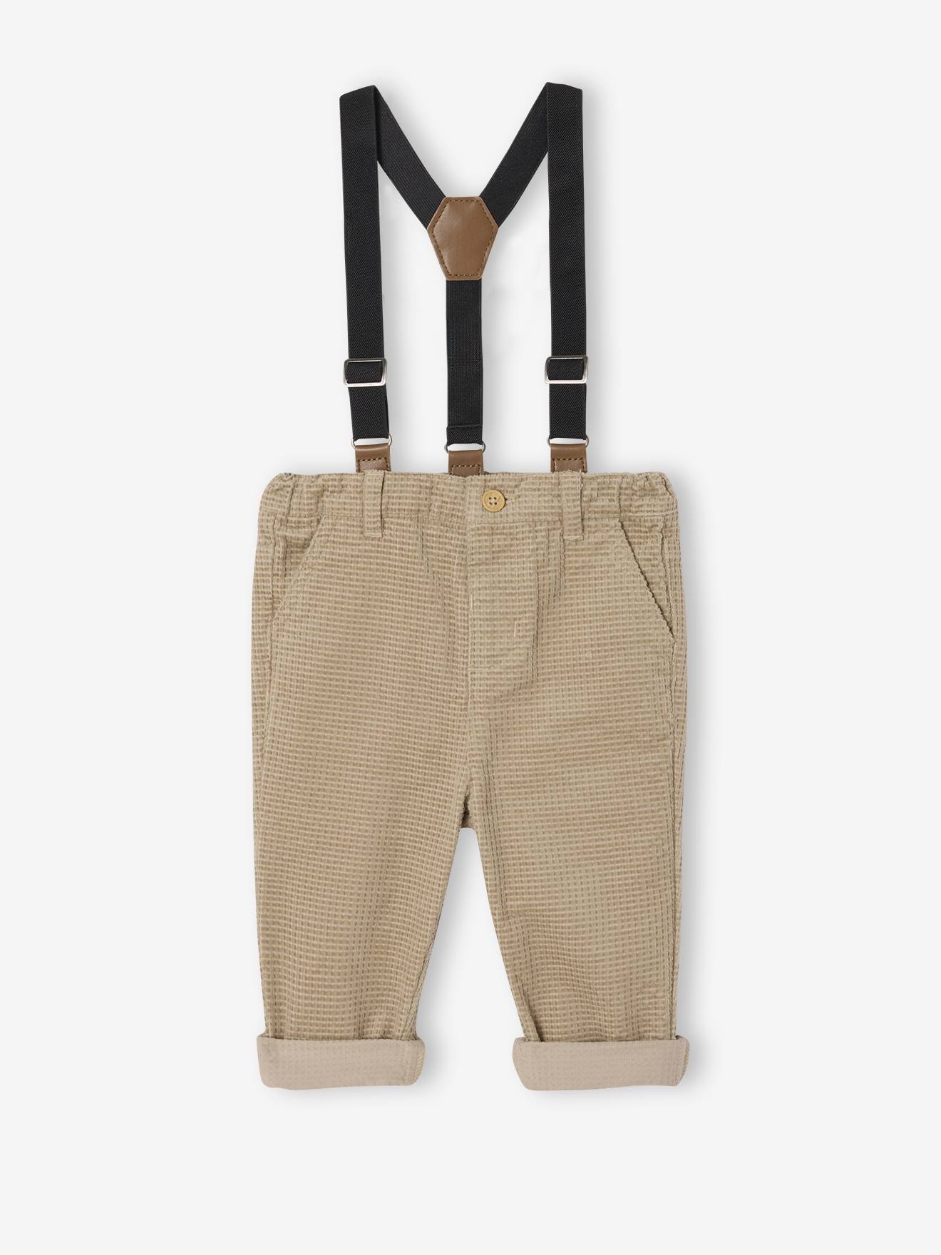 Pantalon Velours Côtelé Bébé Avec Bretelles Alunsito – Cœurs Saint-Valentin, Doux & Ample Rétro