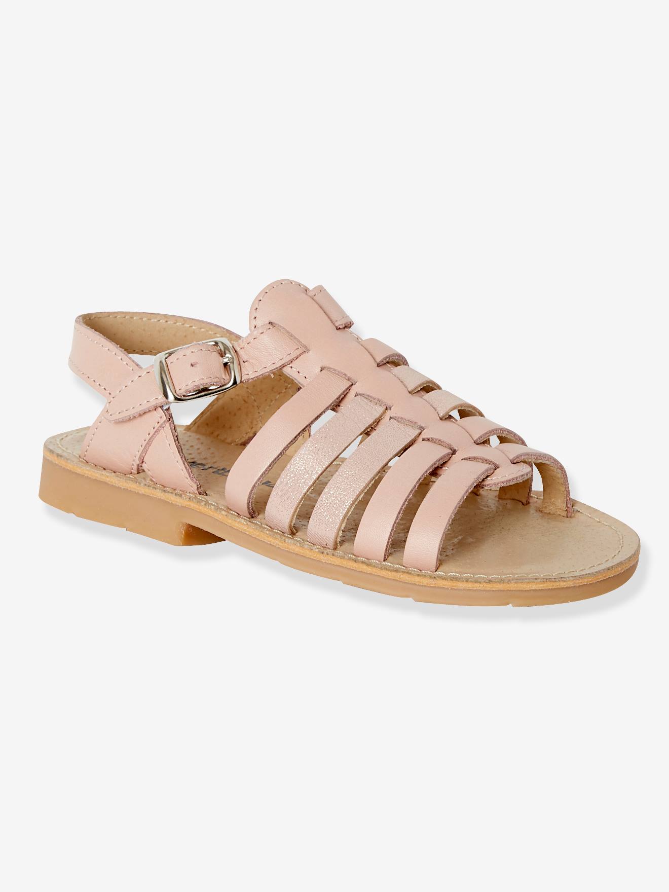 pink leather sandals