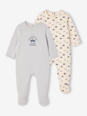 -Lot de 2 pyjamas bébé garçon en molleton "voitures"