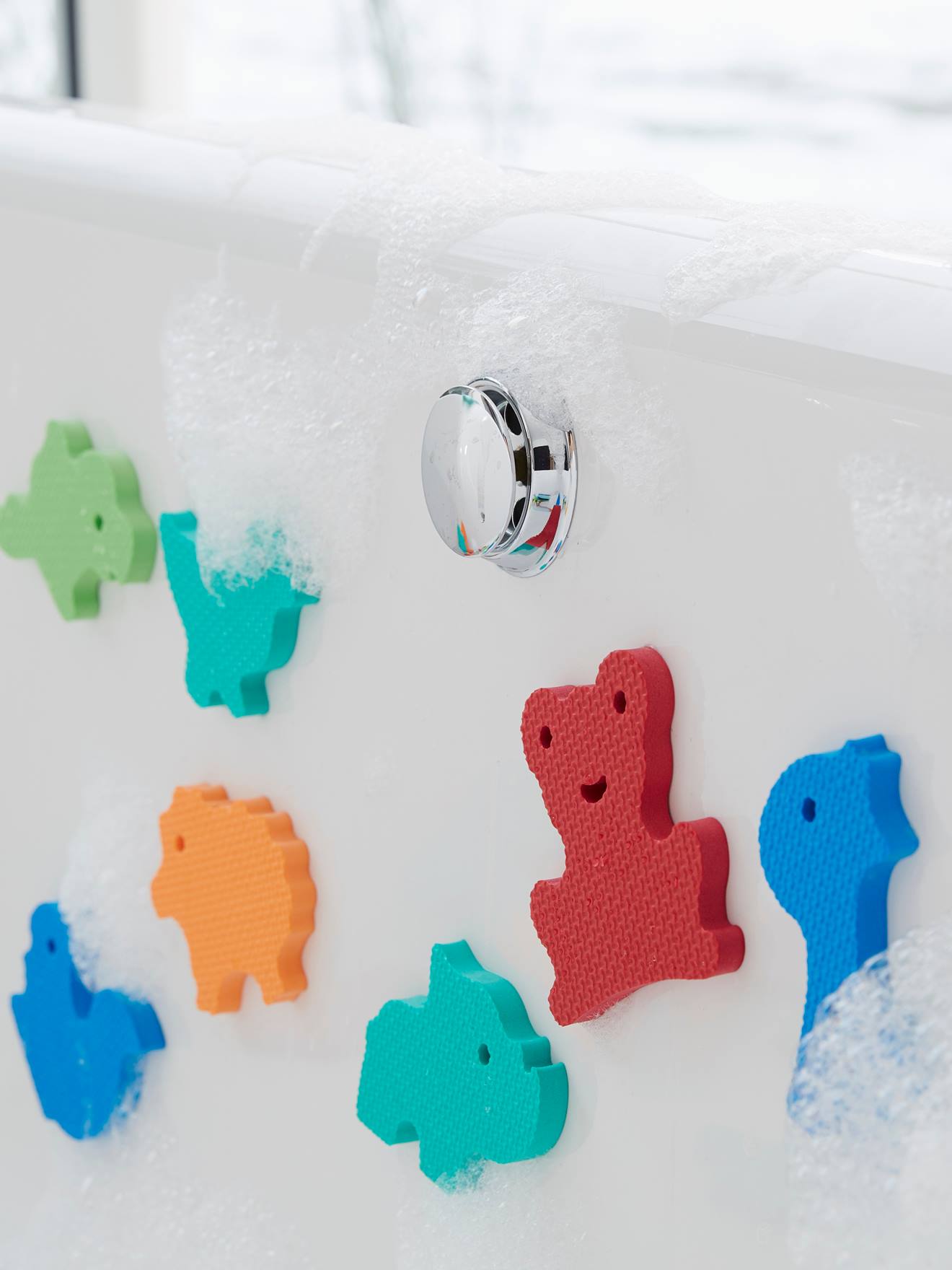 Stickers de bain en mousse + filet de rangement - multicolore, Jouet