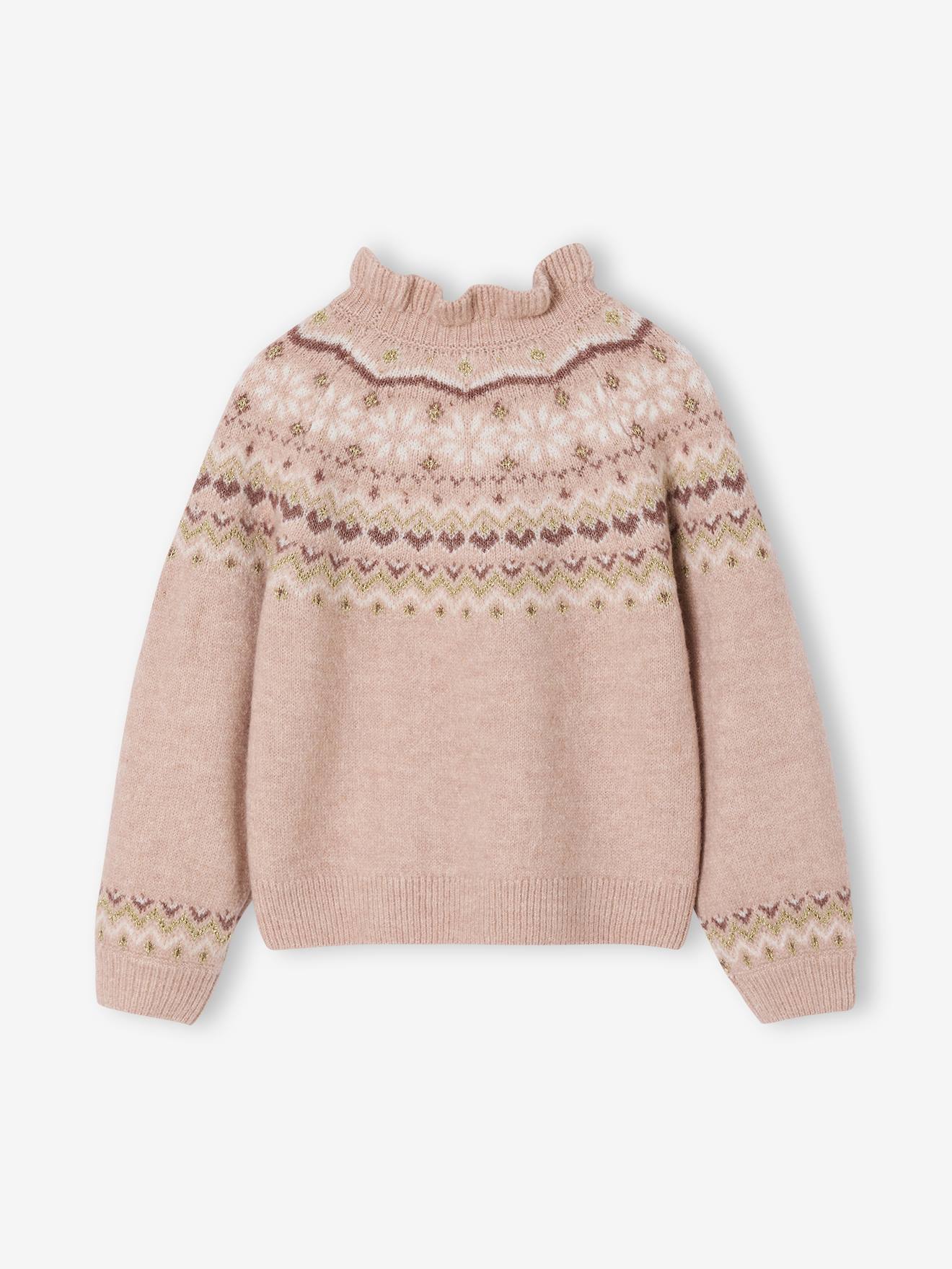 VERTBAUDET Pull Fille Jacquard Détails Brillants - Pull Chaud Et Chic Pour Enfant