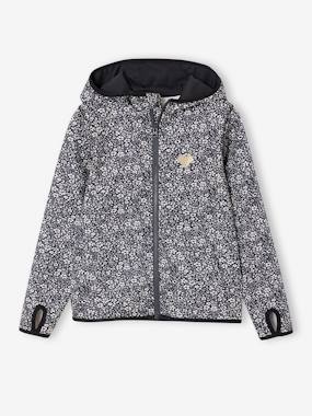 Girls-Sports Sweatshirt with Flower Print in Techno Fabric for Girls