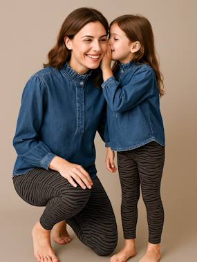 Vêtements de grossesse-Legging, collant-Legging fille motif zébré capsule mère-fille