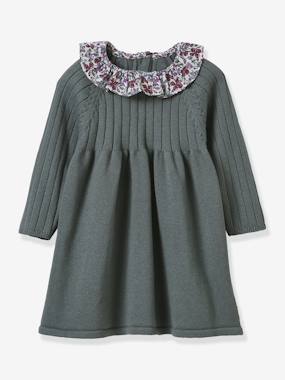 Baby-Dress in knitted fabric with Liberty fabric collar for babies by CYRILLUS