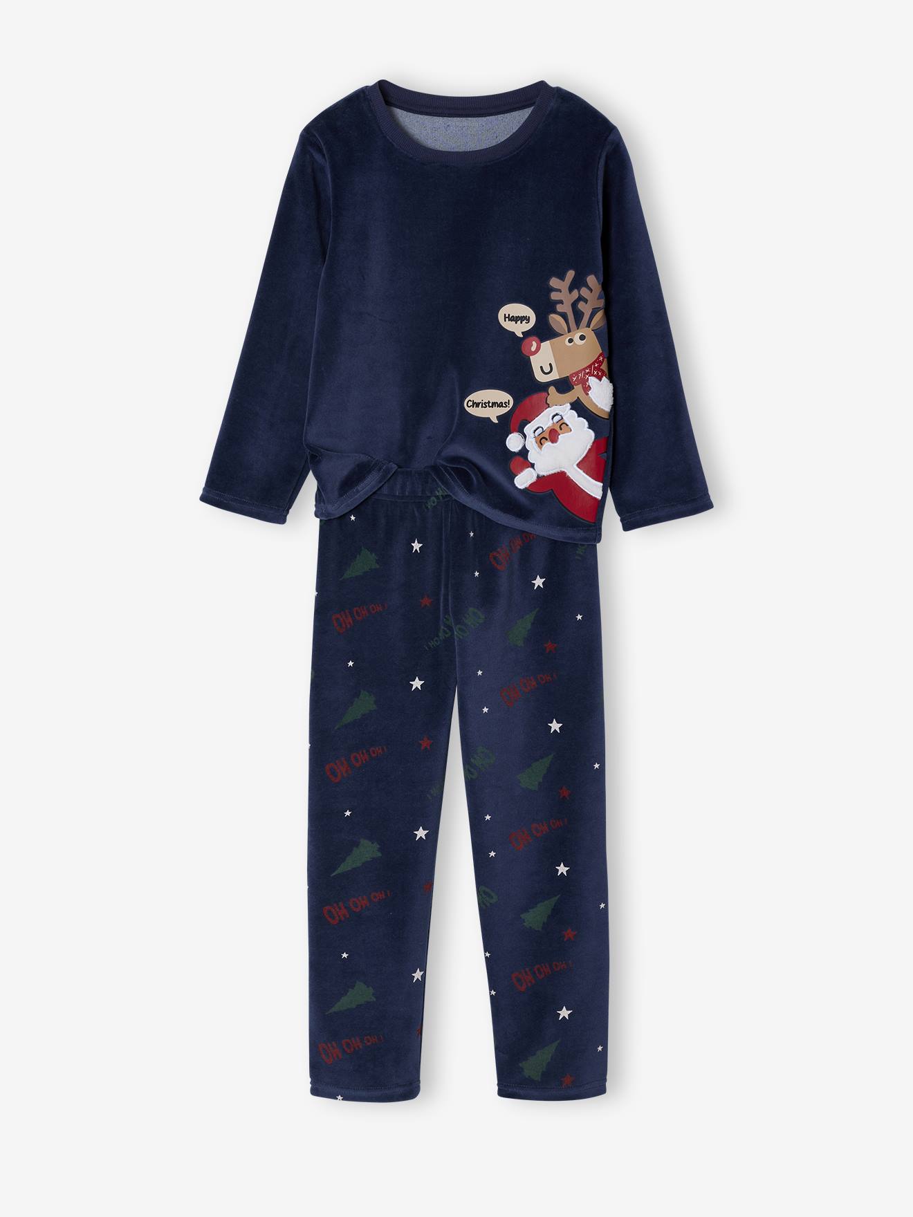 Pyjama Bébé Garçon Noël Velours – Broderies Thème Noël, Pieds Antidérapants, Taille 12 Mois (74 Cm) - 2