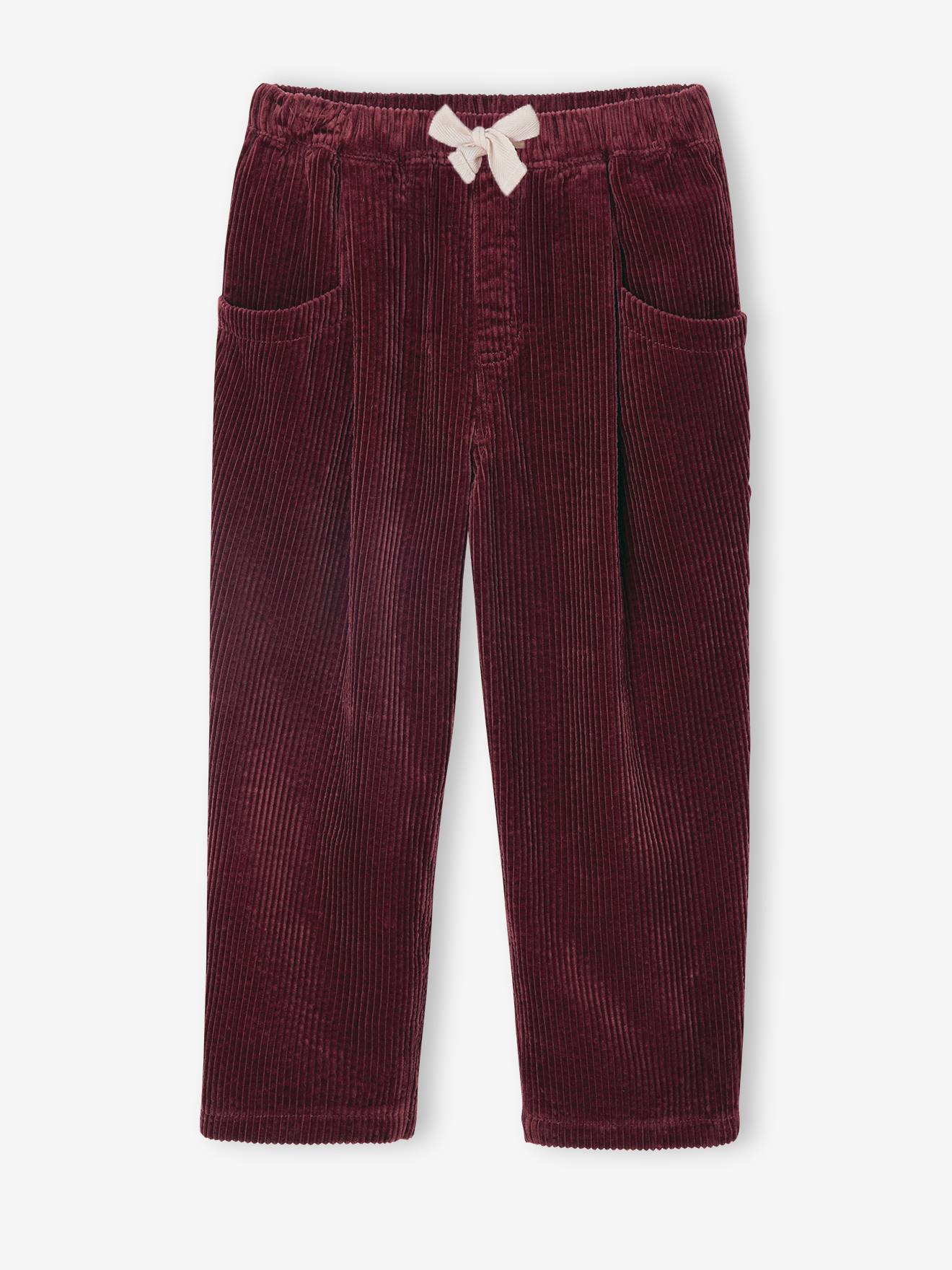 Pantalon Velours Loose Fille Vertbaudet - Forme Baggy, Ceinture élastique, Poches - 100% Coton - Tendance Confortable - 9