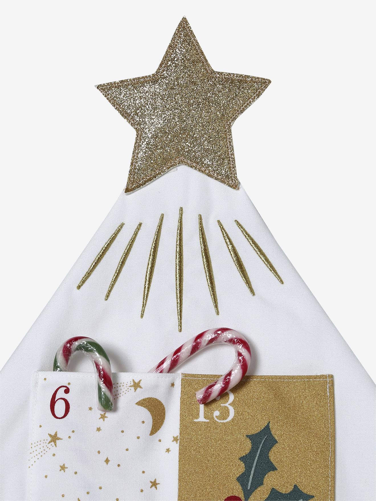 Calendrier De L'Avent Sapin Blanc VERTBAUDET – 24 Pochettes Tissu, Déco Murale 87x75 Cm