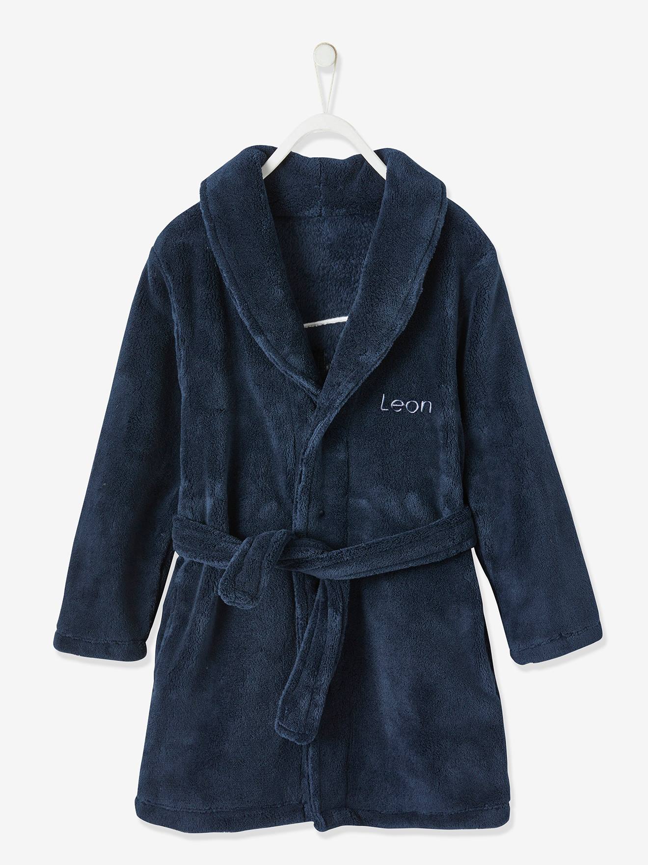 Robe de chambre en maille polaire garçon - bleu fonce, Garçon