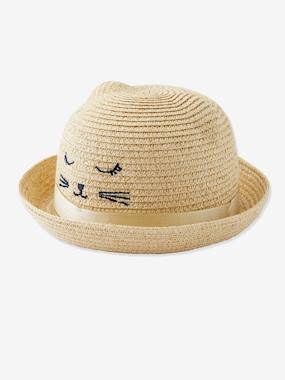 Bébé-Accessoires-Chapeau-Chapeau de soleil fille irisé broderie chat et oreilles fantaisie
