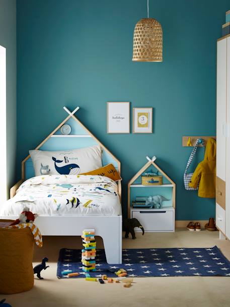 Duvet Cover + Pillowcase Set for Children, Marine Animal Alphabet Theme WHITE LIGHT SOLID WITH DESIGN - vertbaudet enfant 