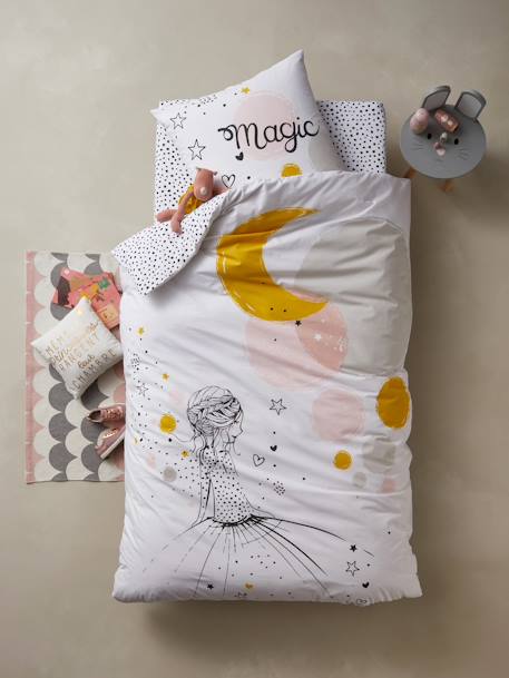 Parure Housse De Couette Taie D Oreiller Enfant Princesse Petits Pois Oeko Tex Blanc Linge De Lit Deco