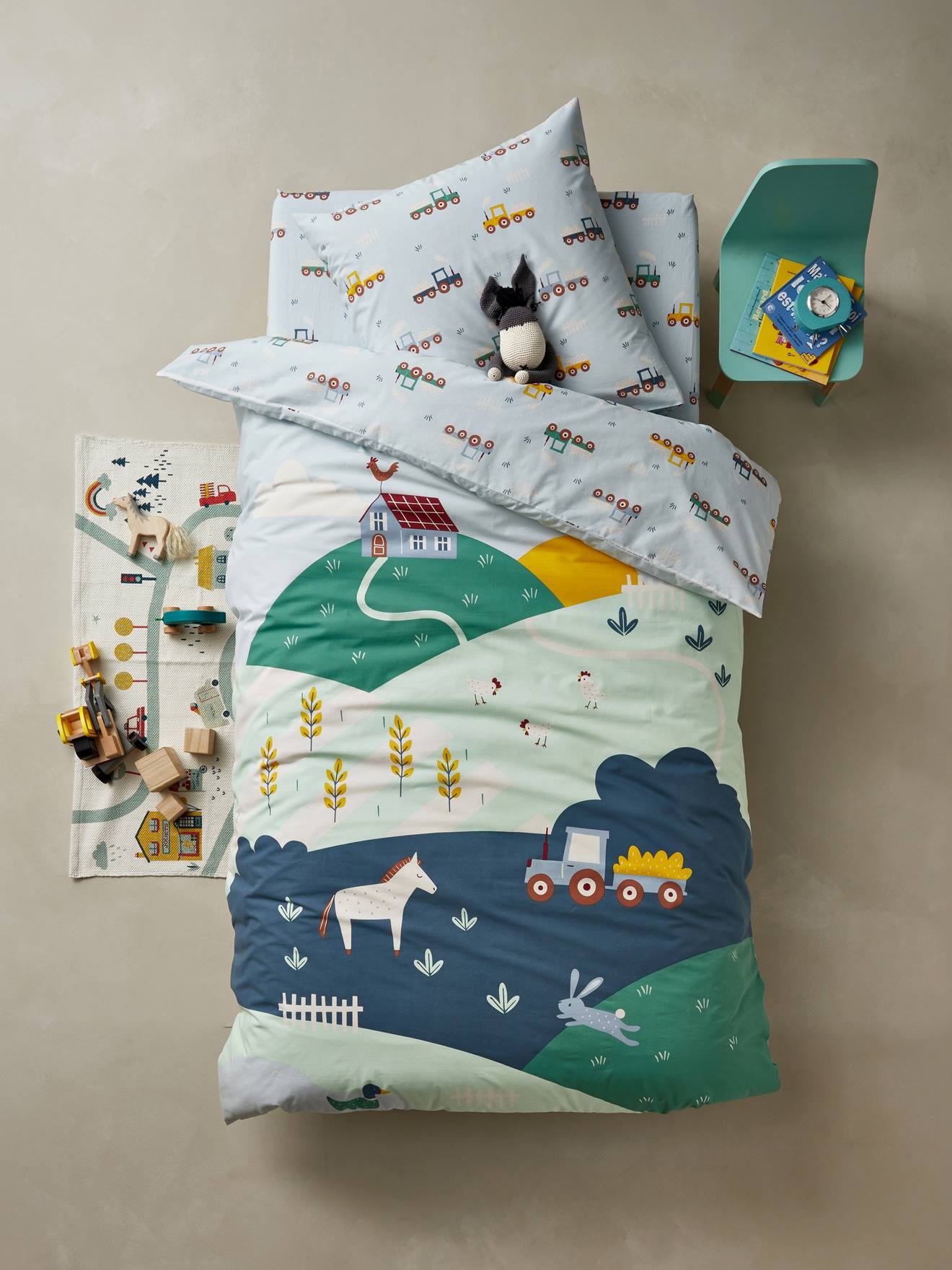 Housses De Couette Bebe Puericulture Taie Doreiller Enfant Trappeur Bleu Nuit 140x0 Taie 63x63 Vertbaudet Parure Housse De Couette