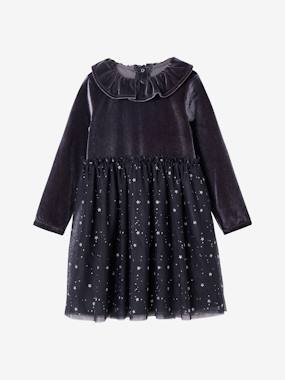 Girl's Christmas velvet dress with starry tulle  - vertbaudet enfant