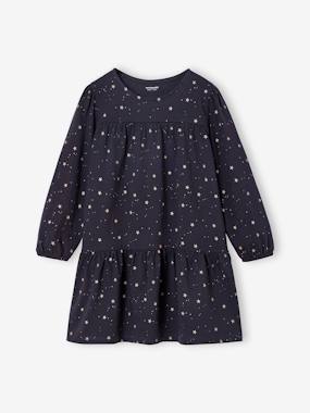 Dress with Shiny Star Print for Girls  - vertbaudet enfant