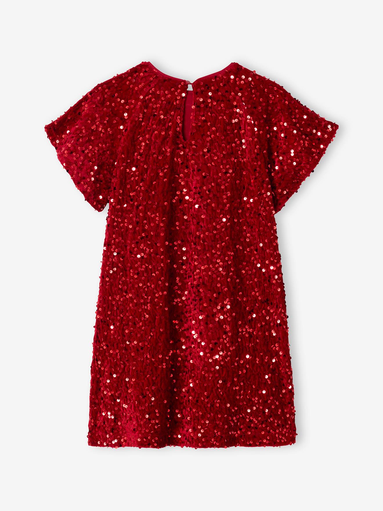 Girl's velvet and sequin dress - red, Girls