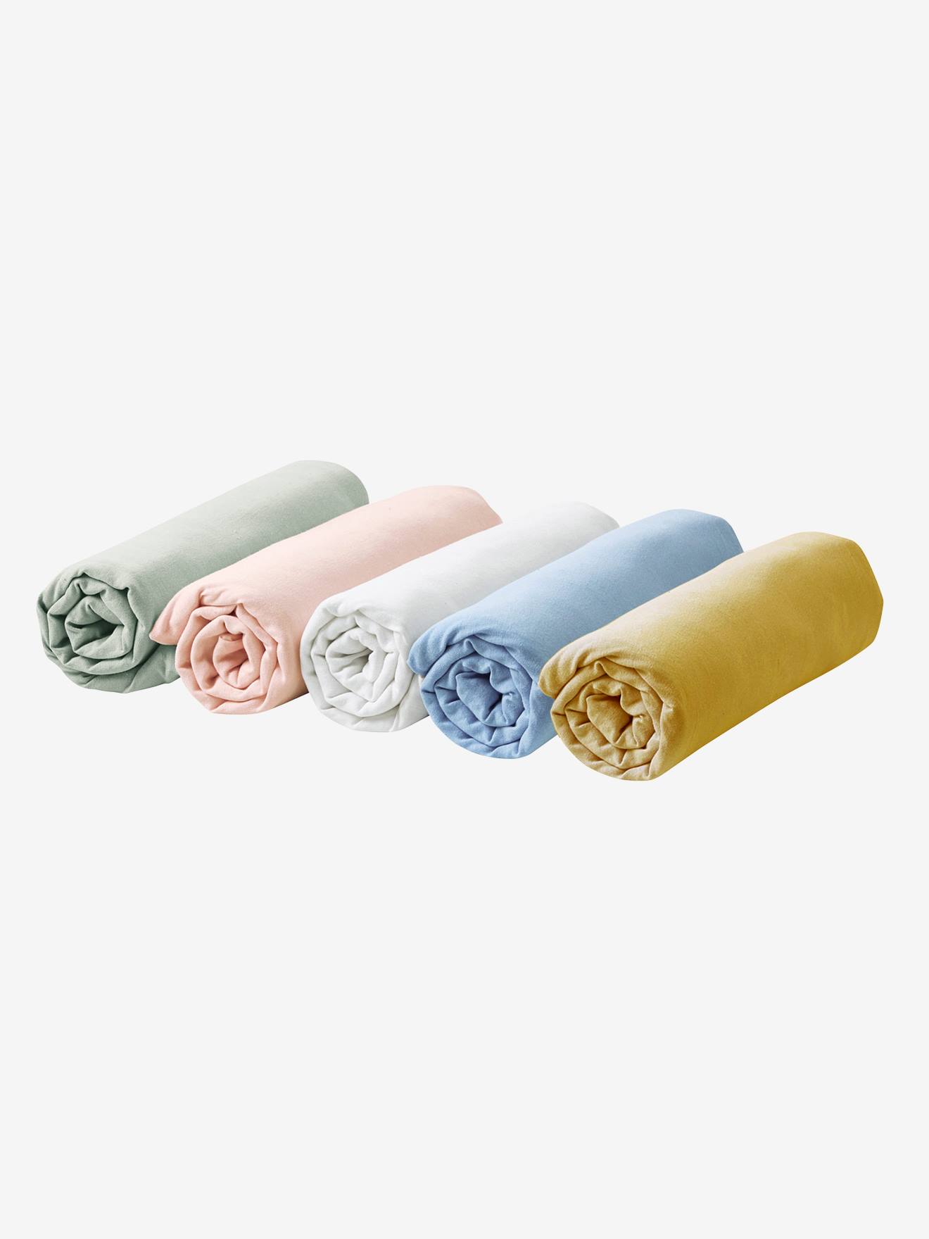 Lot De 2 Draps Housses Bebe En Jersey Extensible Oeko Tex Jaune Curry Linge De Lit Deco