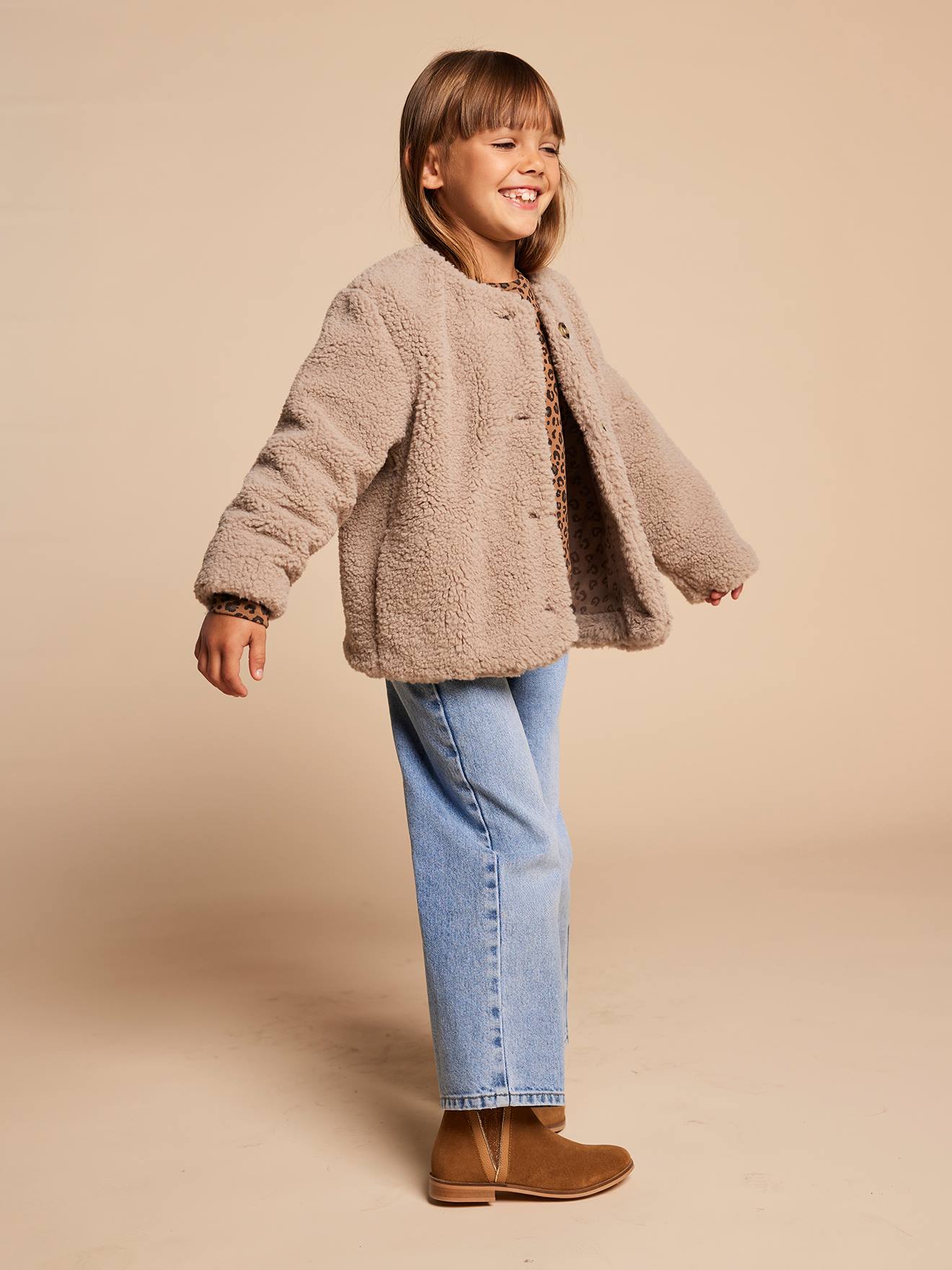Veste Sherpa Imprimée Léopard Pour Fille – Douce, Chaude Et Hyper Tendance