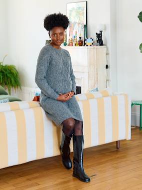 Knitted Short Dress with Wool for Maternity - anthracite, Maternity