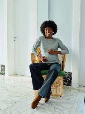 Vêtements de grossesse-Pull grossesse et allaitement maille ajourée