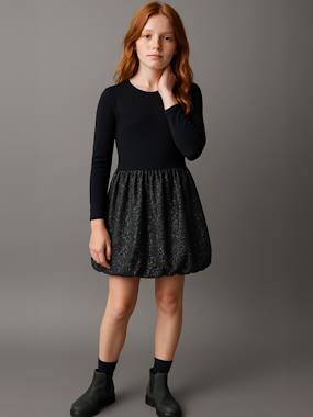 Girl's two-fabric bubble dress  - vertbaudet enfant