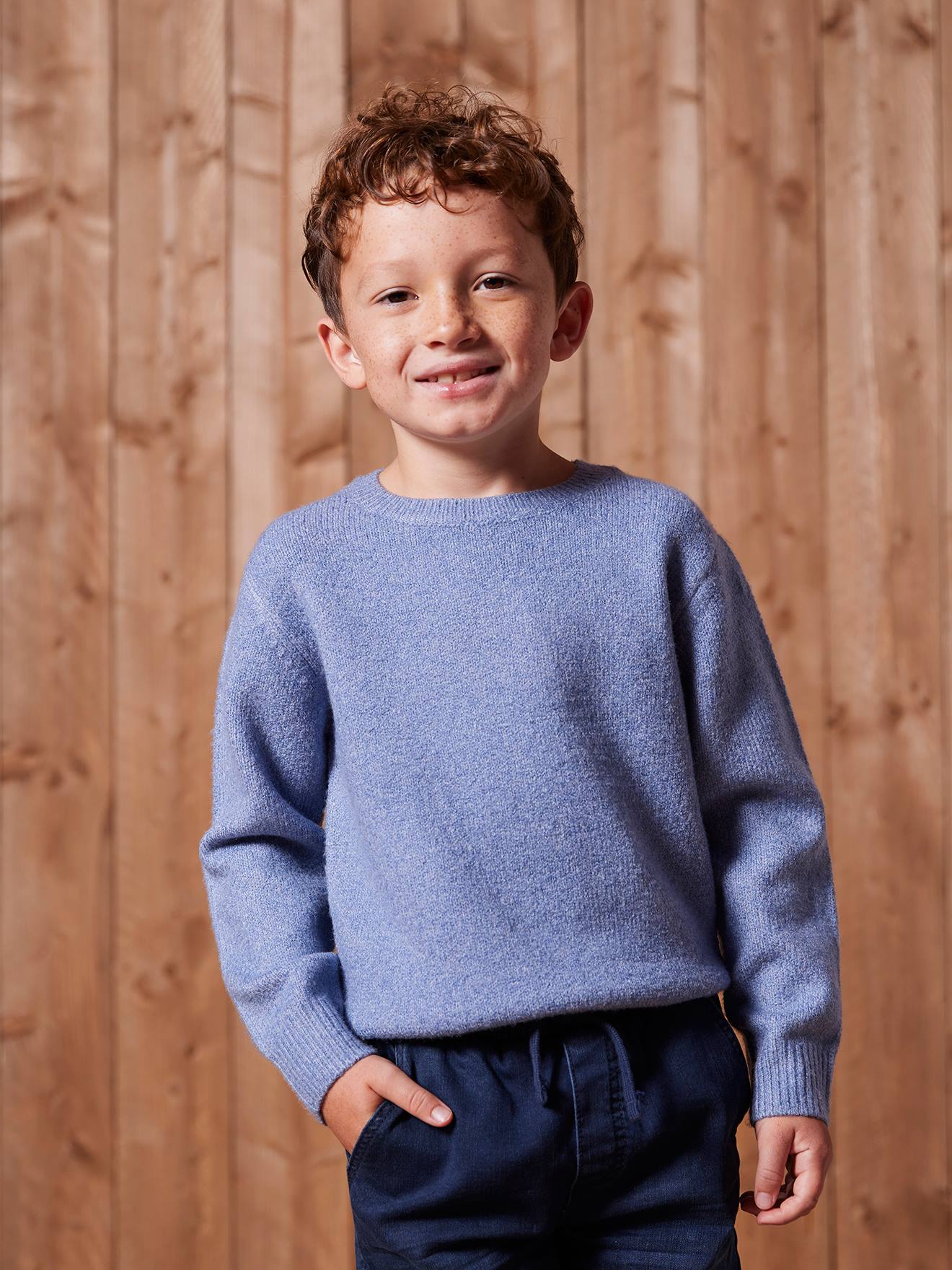 BASICS Top in Lightweight Jersey Knit, for Boys - marl blue, Boys
