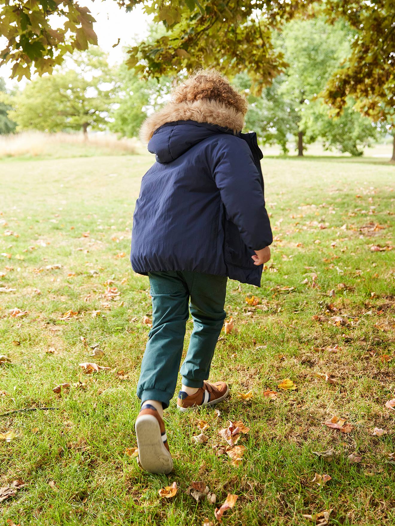 Manteau à capuche fille drap de laine - marine grise, Fille