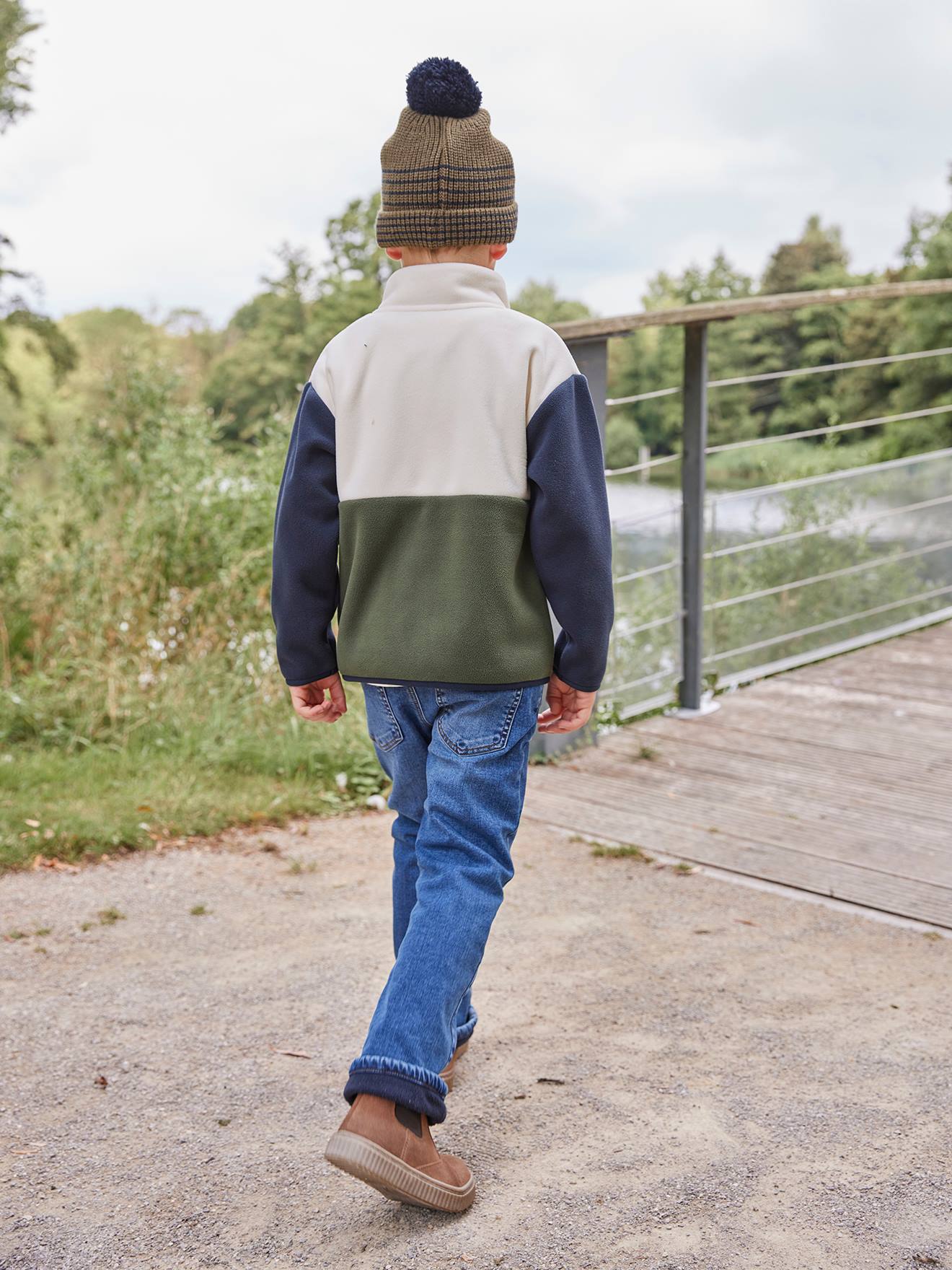 Jean Garçon Doublé Polaire VERTBAUDET - Denim Chaud Hiver, Coupe Droite | Pantalon Confortable Pour Enfant - 3
