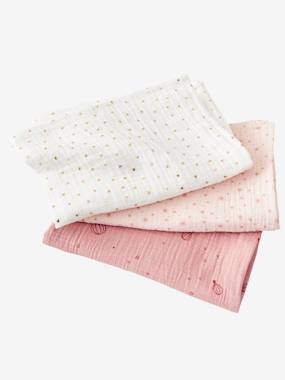 Nursery-Changing Mats-Pack of 3 Muslin Squares in Cotton Gauze