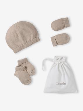 Beanie, Mittens & Booties + Pouch Set for Newborns  - vertbaudet enfant