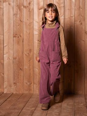 Girls-Wide-Leg Fleece-Effect Corduroy Dungarees for Girls