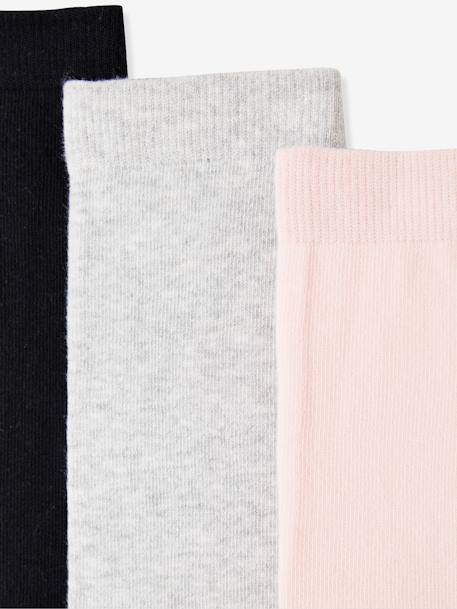 Girl's Pack of 3 Pairs of Jersey Knit Fabric Tights Light Pink - vertbaudet enfant 