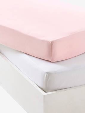 Lot De 2 Draps-housses Bébé Jersey Extensible - 40x80 Cm (1 Blanc + 1 Bleu) - Vertbaudet