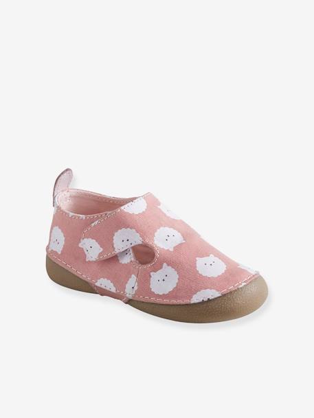 Chaussons Bebe En Toile Imprimee Rose Clair Chaussures