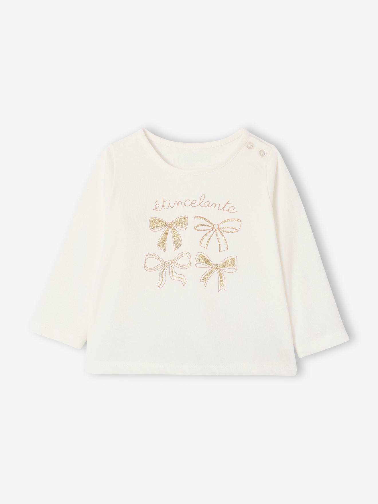 VERTBAUDET Ensemble Fête T-Shirt Étoilé + Jupon Brillant Bébé Fille Or 3M (60cm)