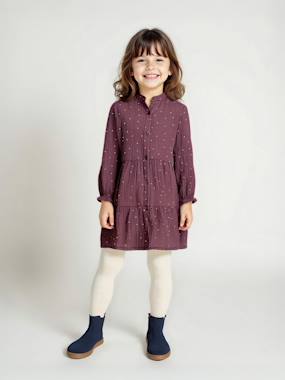 -Polka Dot Dress in Cotton Gauze for Girls