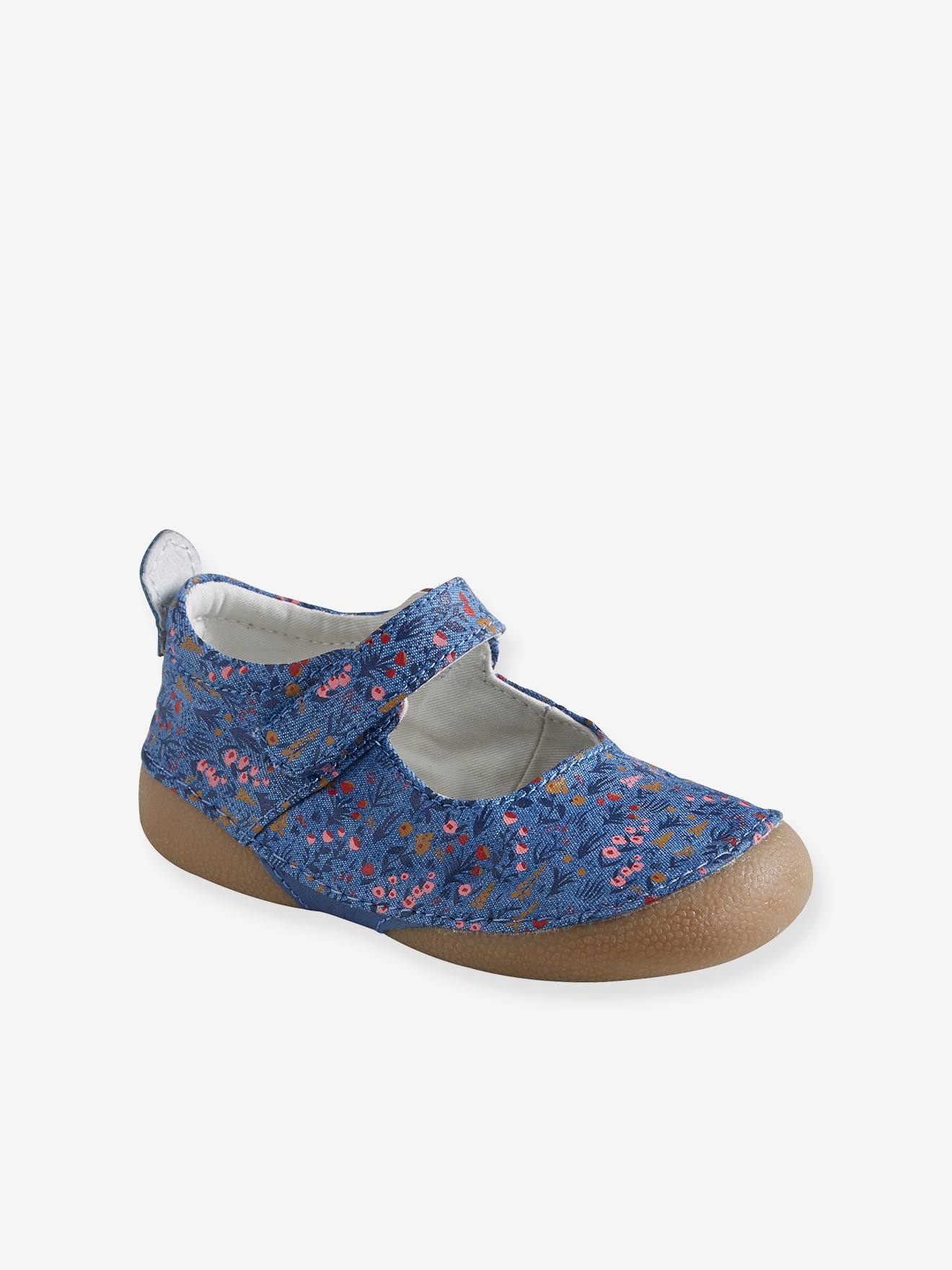 Chaussons Bebe Fille En Toile Imprimee Aop Bleu Chaussures