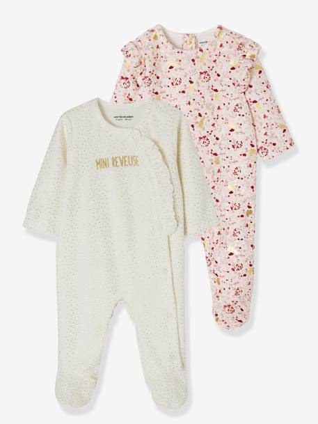 Pack Of 2 Velour Sleepsuits For Babies White Baby