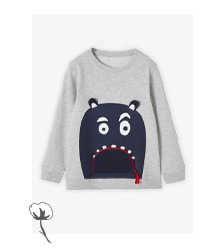 Sweat monstre ludique garçon - gris clair chiné