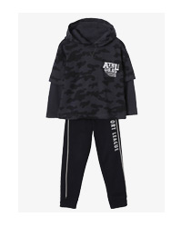 Ensemble de sport garçon T-shirt et pantalon jogger - anthracite imprimé