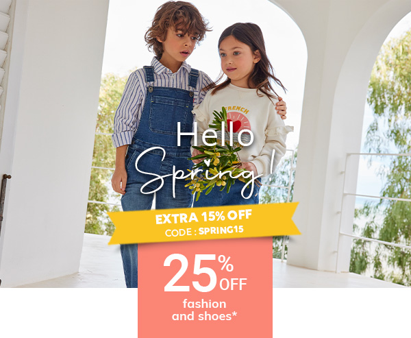 Hello Spring : 25% off fashion and shoes* + extra 15% off the entire site* - Code: SPRING15