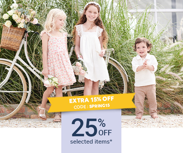 Happy time : 25% off selected items* + extra 15% off the entire site* - Code: SPRING15
