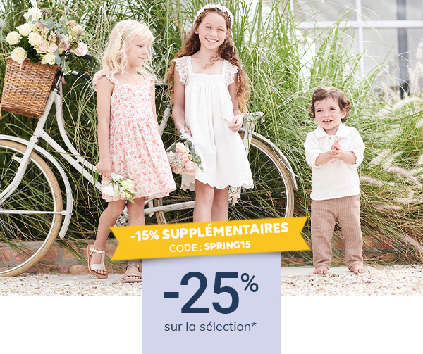 Jours de fêtes : -25% sur la sélection* + 15% supplémentaires sur tout le site* - Code : SPRING15